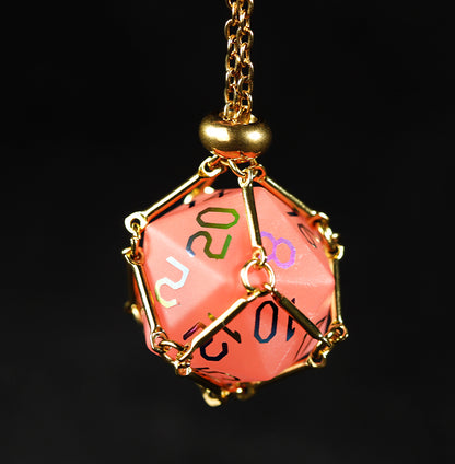 Watermelon Red Glass Plated 7-Piece Polyhedral Dice Set