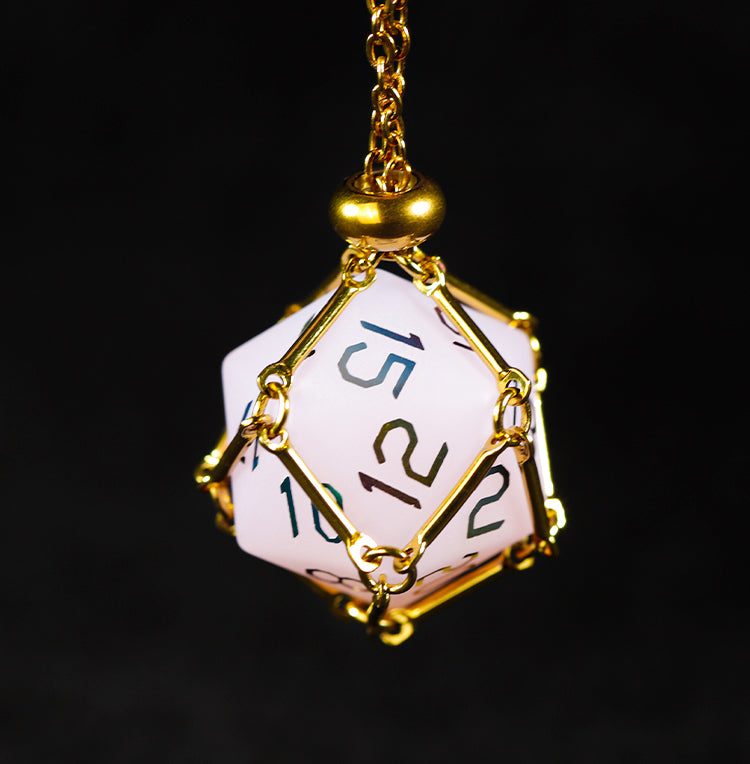 Blush Spirit White Plated 7-Piece Polyhedral Dice Set