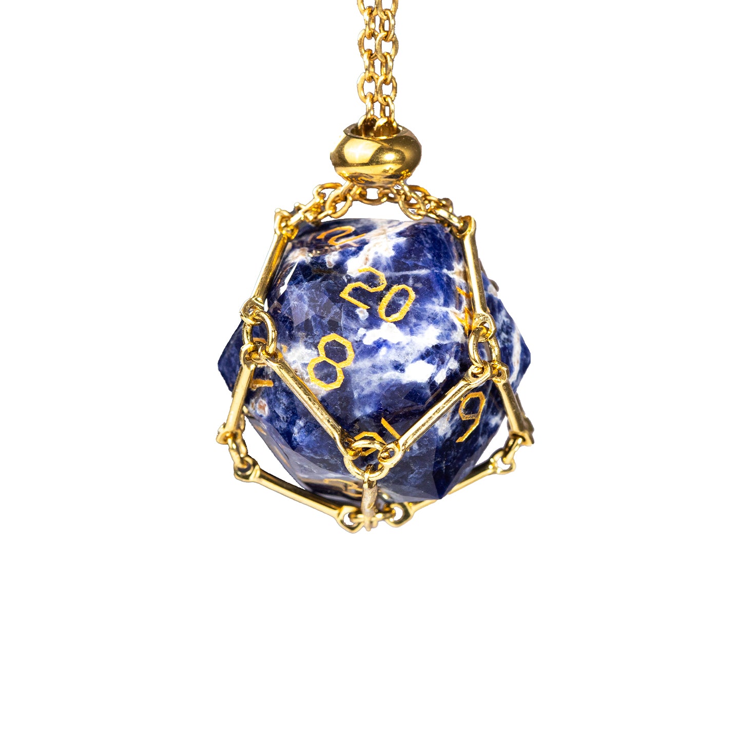 Blue Vein Stone Diamond-Cut 7-Piece Dice Set