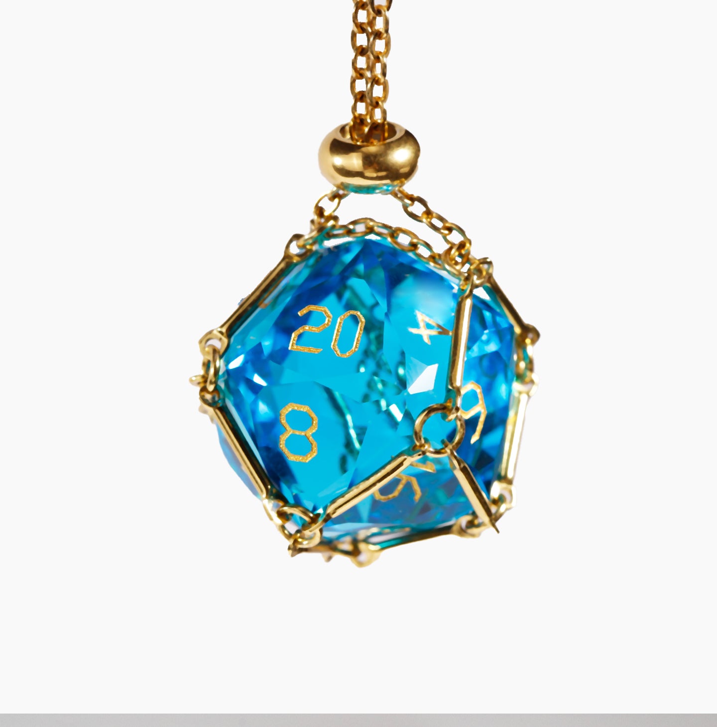 Sea Blue Crystal Diamond-Cut 7-Piece Dice Set