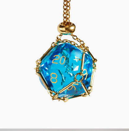 Sea Blue Crystal Diamond-Cut 7-Piece Dice Set
