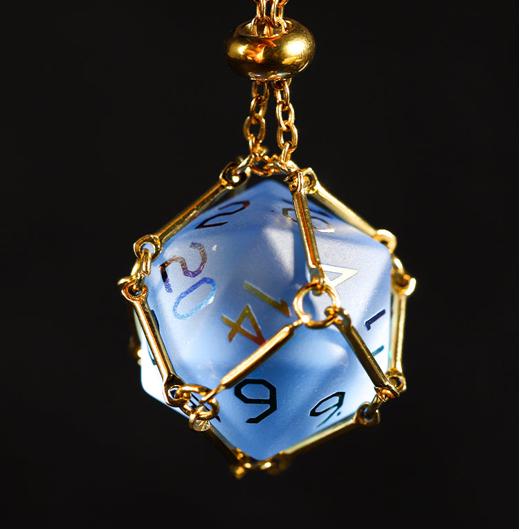 Sky Blue Glass Plated 7-Piece Polyhedral Dice Set