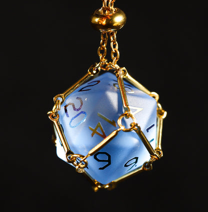 Sky Blue Glass Plated 7-Piece Polyhedral Dice Set