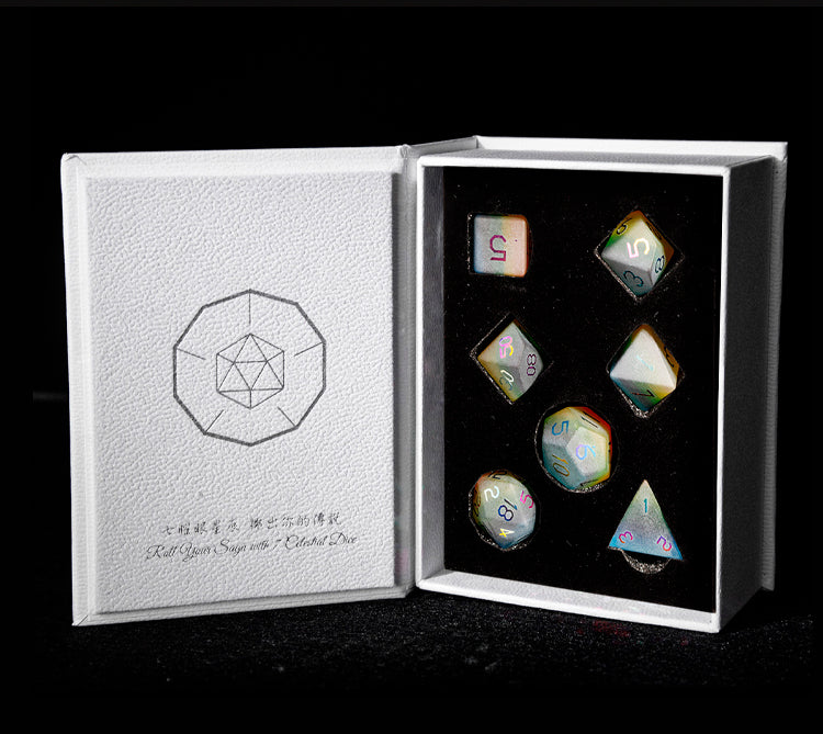 Rainbow Cat Plated 7-Piece Polyhedral Dice Set