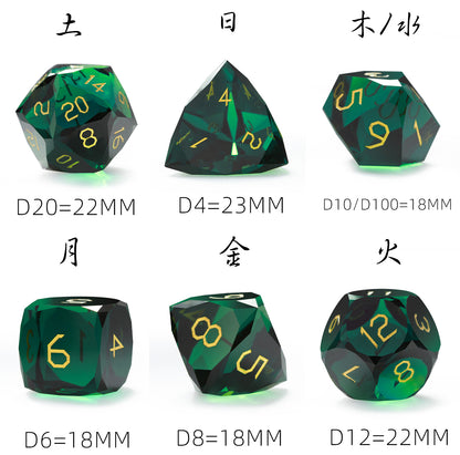 Cypress Green Diamond-Cut 7-Piece Dice Set