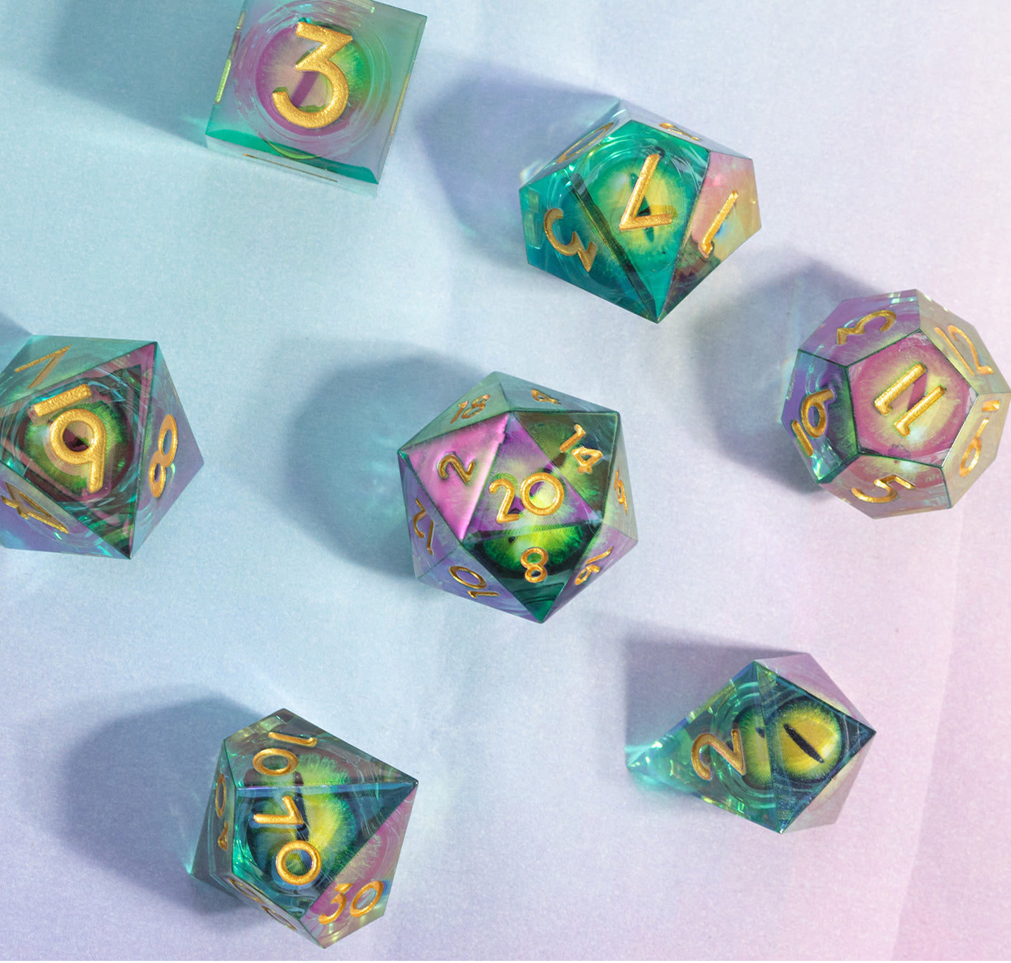 Laser Dragon Eye 7-Piece Polyhedral Dice Set