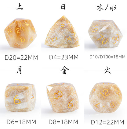 Chrysanthemum Stone Diamond-Cut 7-Piece Dice Set