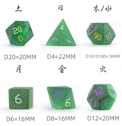 Emerald Cat’s Eye Plated 7-Piece Polyhedral Dice Set