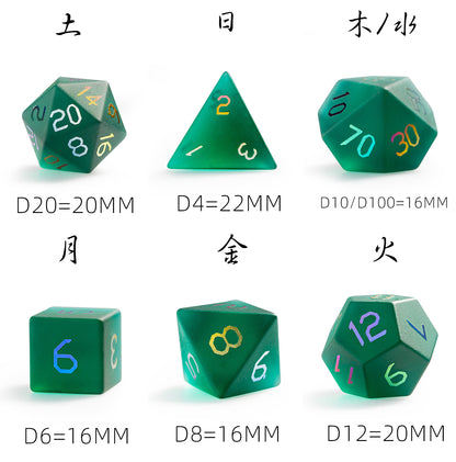 Pine Green Plated 7-Piece Polyhedral Dice Set