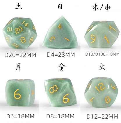 Green Aventurine Diamond-Cut 7-Piece Dice Set