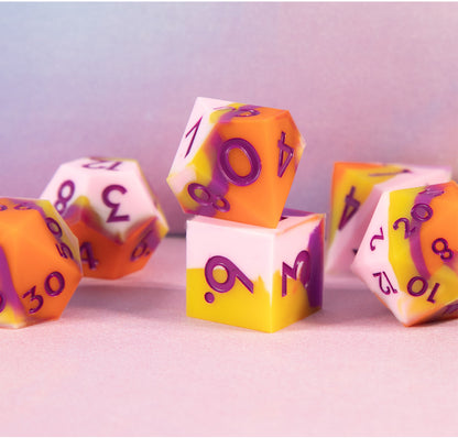 Peach Candy Silicone 7-Piece Polyhedral Dice Set
