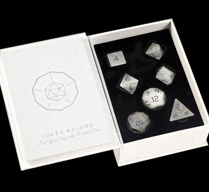 Clear Quartz Plated 7-Piece Polyhedral Dice Set