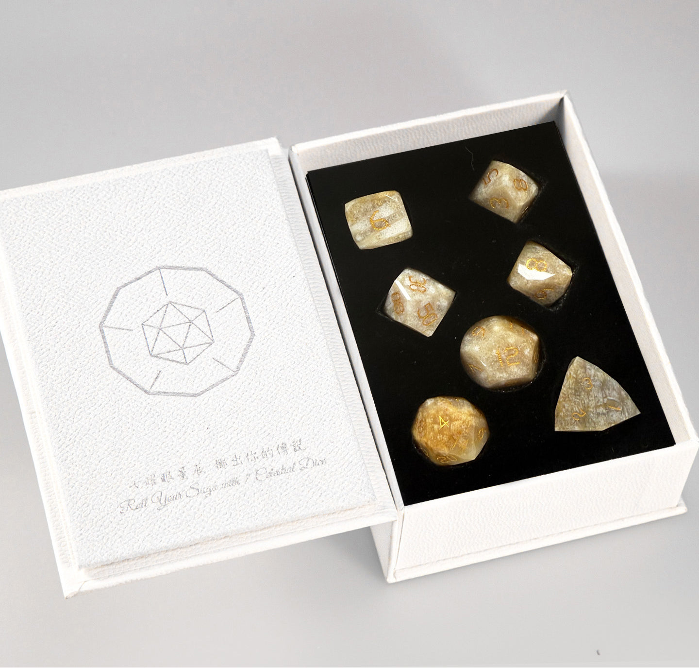 Chrysanthemum Stone Diamond-Cut 7-Piece Dice Set