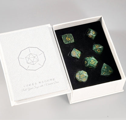 African Jade Diamond-Cut 7-Piece Dice Set