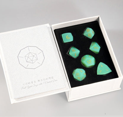 Green Opaline Diamond-Cut 7-Piece Dice Set