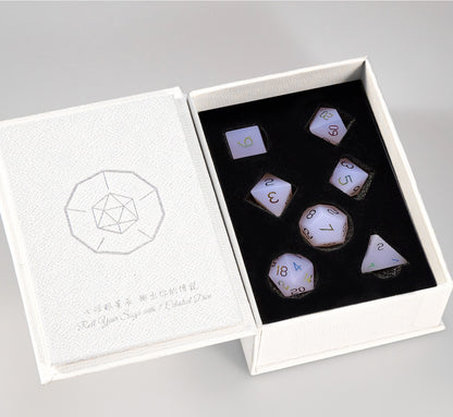 Rose Opaline Plated 7-Piece Polyhedral Dice Set