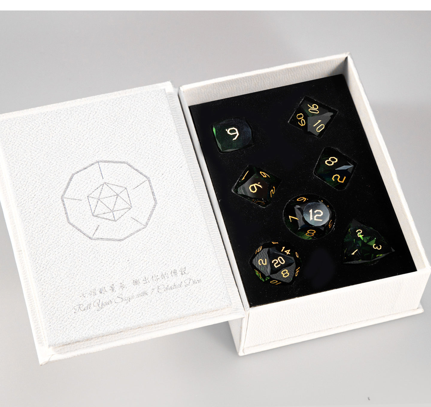 Cypress Green Diamond-Cut 7-Piece Dice Set