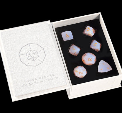 Pink Opalite Diamond-Cut 7-Piece Dice Set