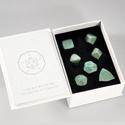 Russian Amazonite Diamond-Cut 7-Piece Dice Set