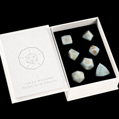 Brazilian Amazonite Diamond-Cut 7-Piece Dice Set