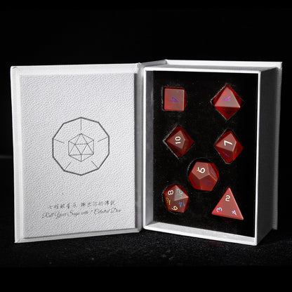 Crimson Red Plated Glass 7-Piece Polyhedral Dice Set