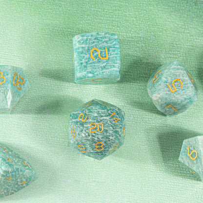 Russian Amazonite Diamond-Cut 7-Piece Dice Set