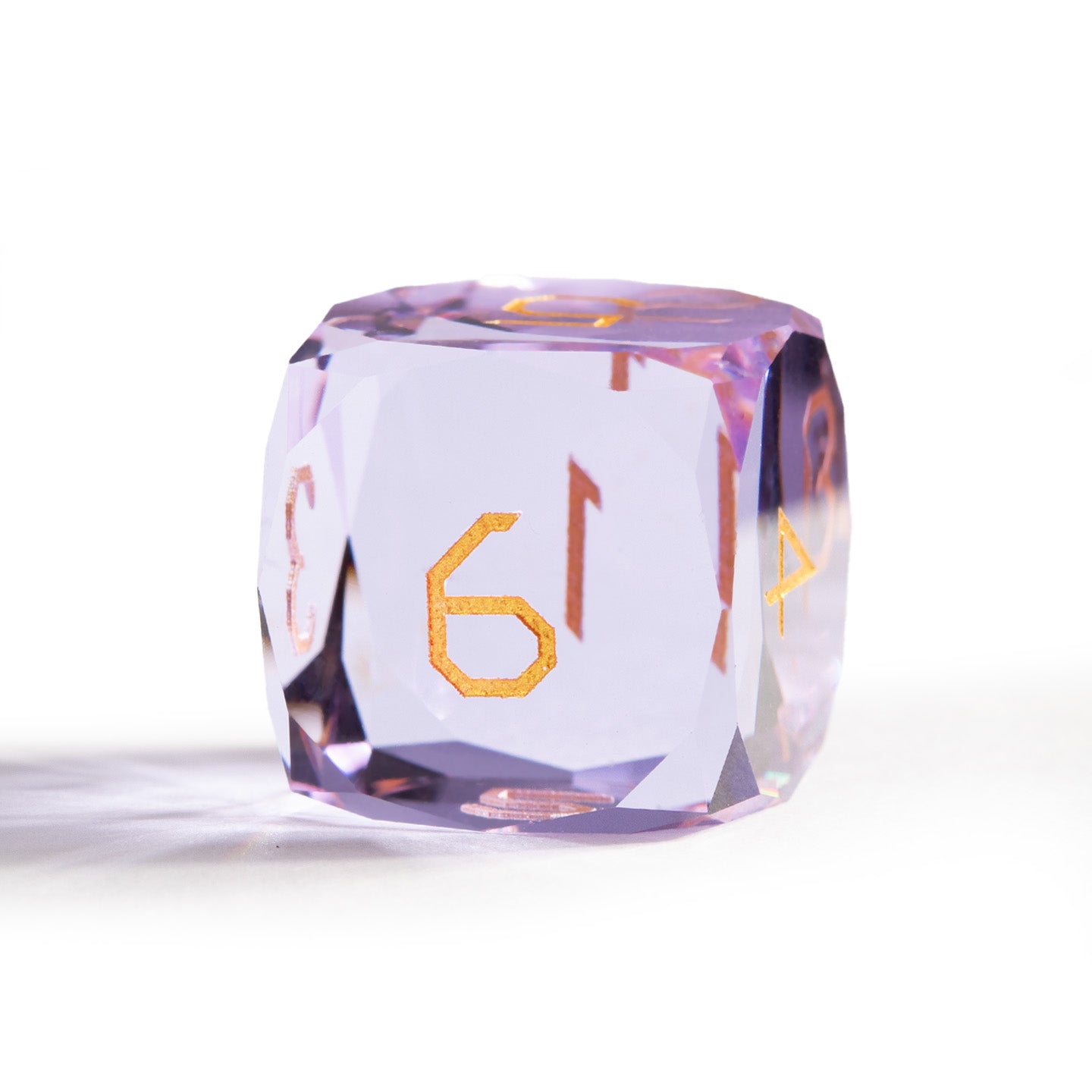 Amethyst Glass Diamond-Cut 7-Piece Dice Set