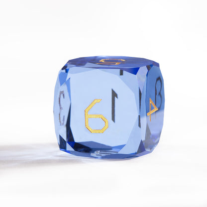 Aqua Blue Crystal Diamond-Cut 7-Piece Dice Set