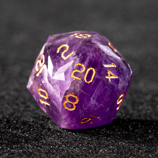 Purple Liuli Glass Diamond-Cut 7-Piece Dice Set