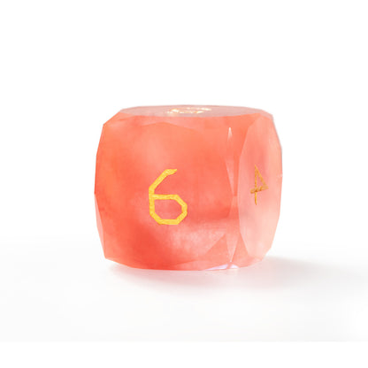 Watermelon Red Raw Stone Diamond-Cut 7-Piece Dice Set