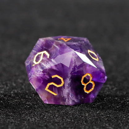 Purple Liuli Glass Diamond-Cut 7-Piece Dice Set