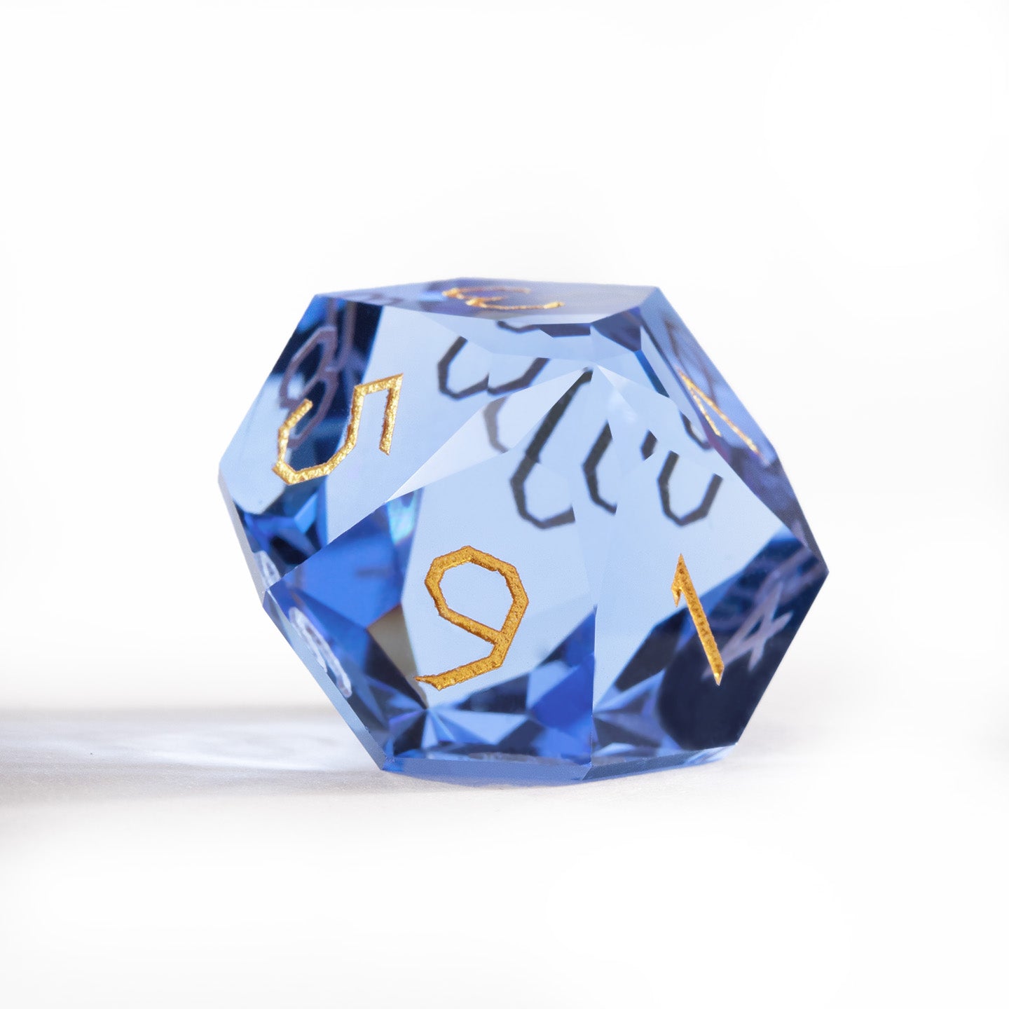 Aqua Blue Crystal Diamond-Cut 7-Piece Dice Set
