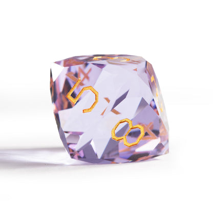Amethyst Glass Diamond-Cut 7-Piece Dice Set