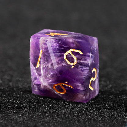 Purple Liuli Glass Diamond-Cut 7-Piece Dice Set