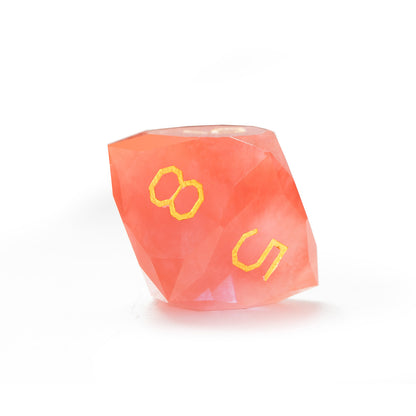 Watermelon Red Raw Stone Diamond-Cut 7-Piece Dice Set