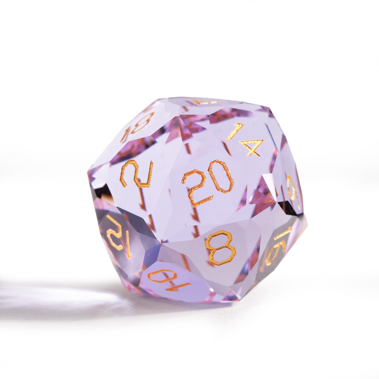 Amethyst Glass Diamond-Cut 7-Piece Dice Set