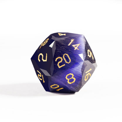 Purple Orchid Cat’s Eye Crystal Diamond-Cut 7-Piece Dice Set