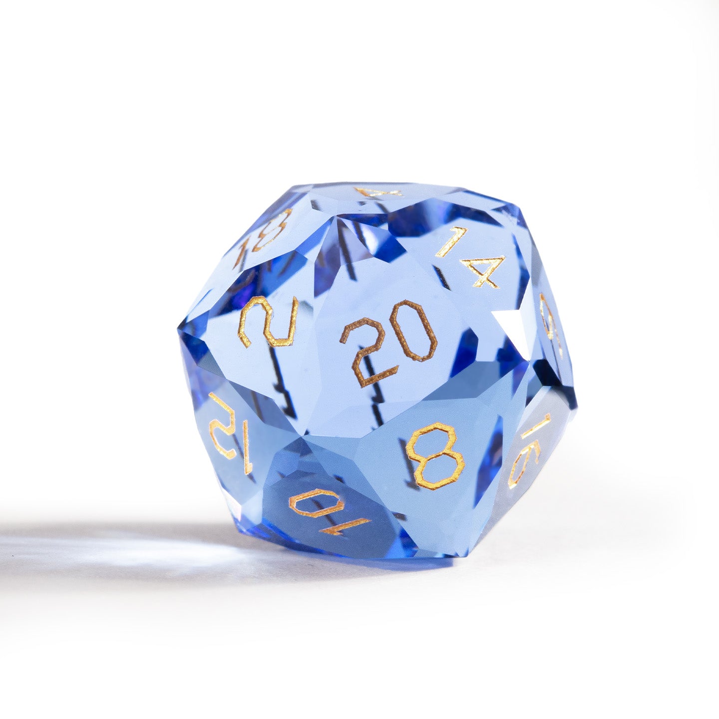 Aqua Blue Crystal Diamond-Cut 7-Piece Dice Set