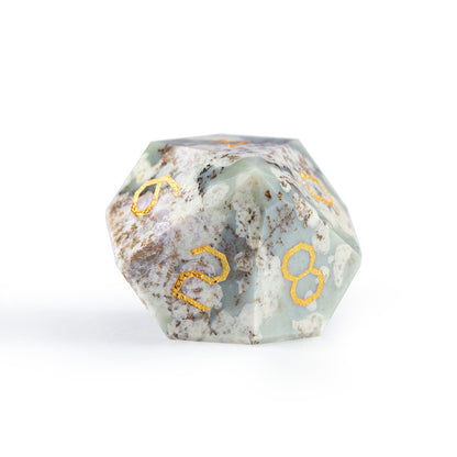 Plum Blossom Jade Diamond-Cut 7-Piece Dice Set