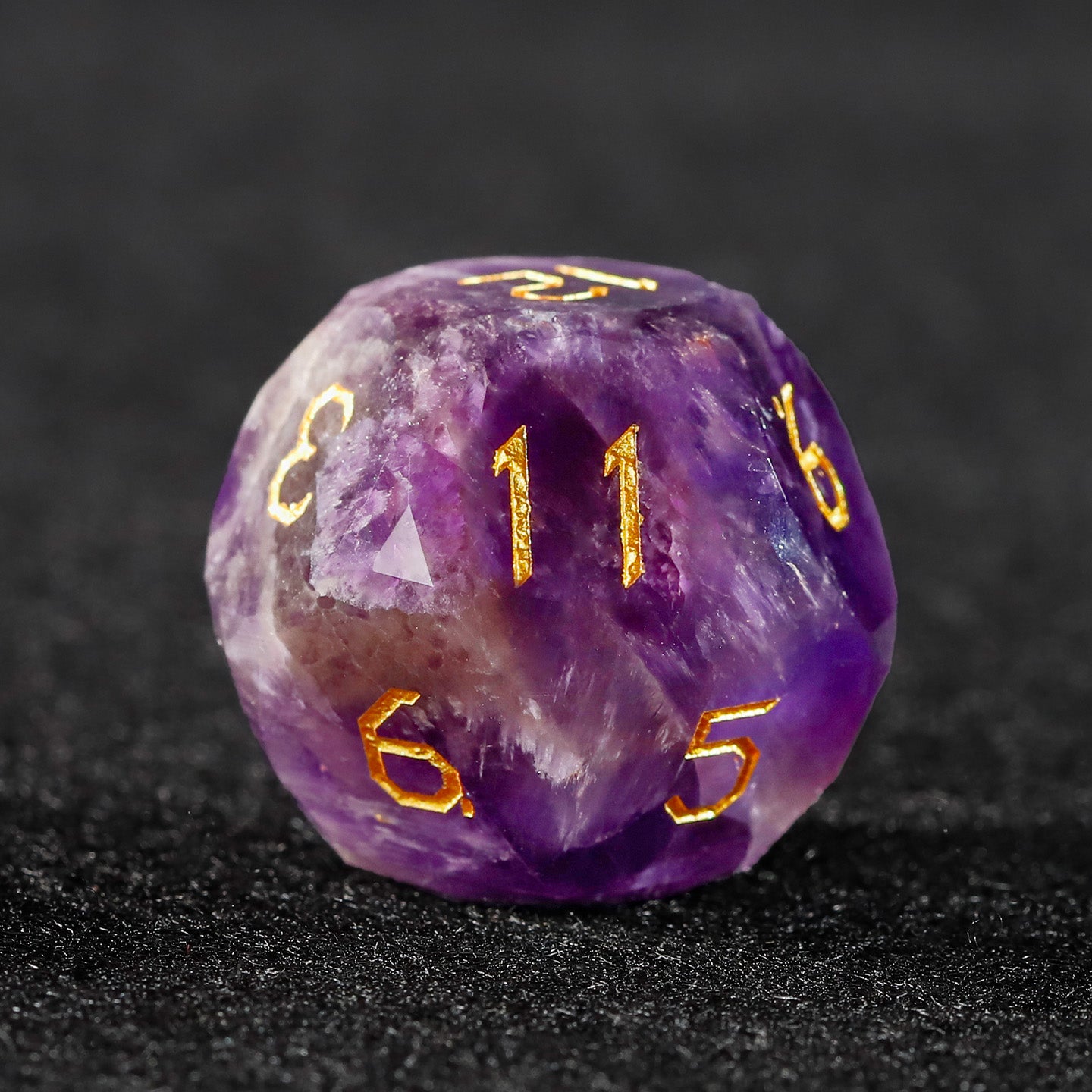 Purple Liuli Glass Diamond-Cut 7-Piece Dice Set
