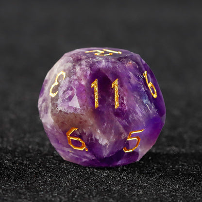 Purple Liuli Glass Diamond-Cut 7-Piece Dice Set