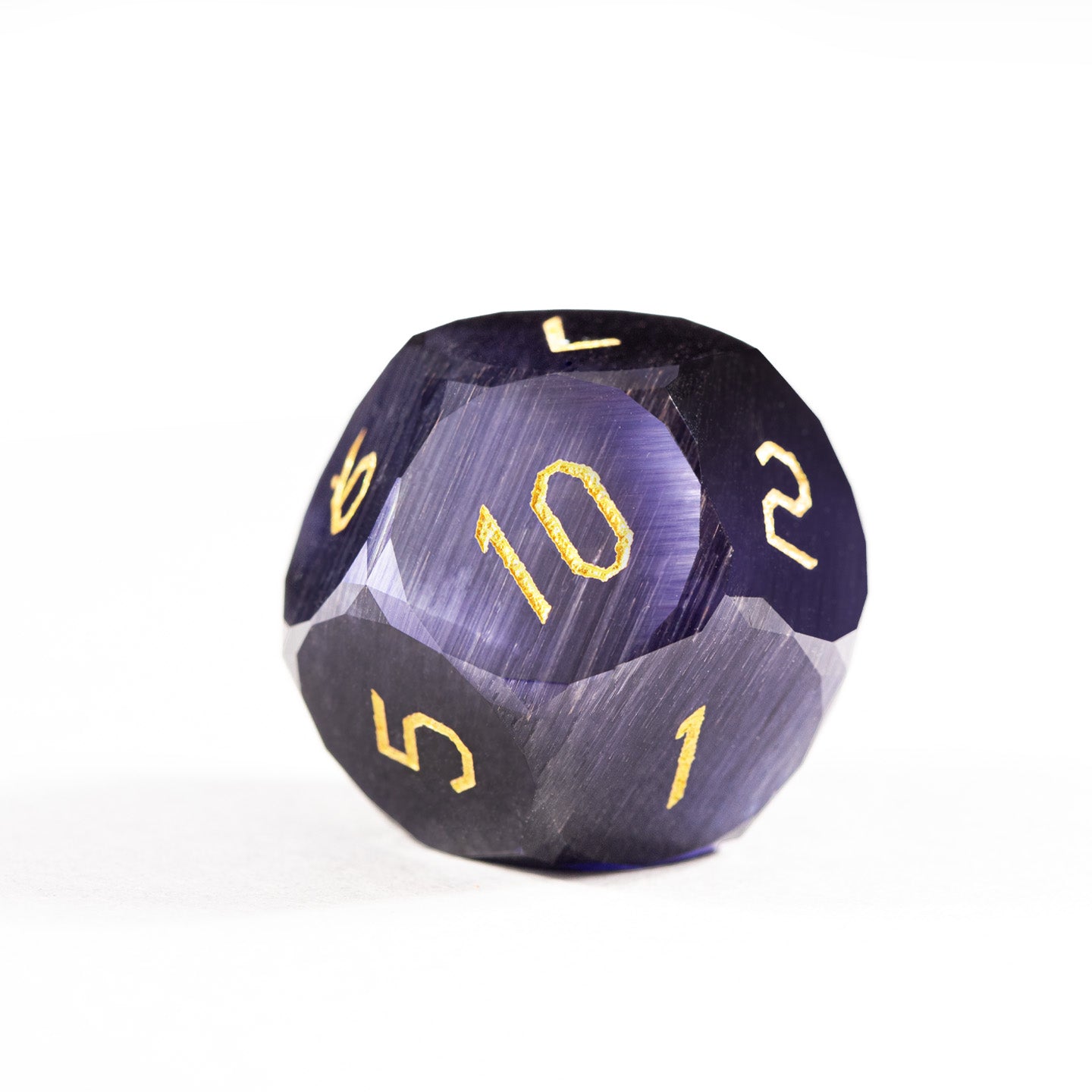 Purple Orchid Cat’s Eye Crystal Diamond-Cut 7-Piece Dice Set