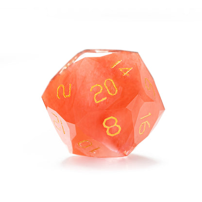 Watermelon Red Raw Stone Diamond-Cut 7-Piece Dice Set