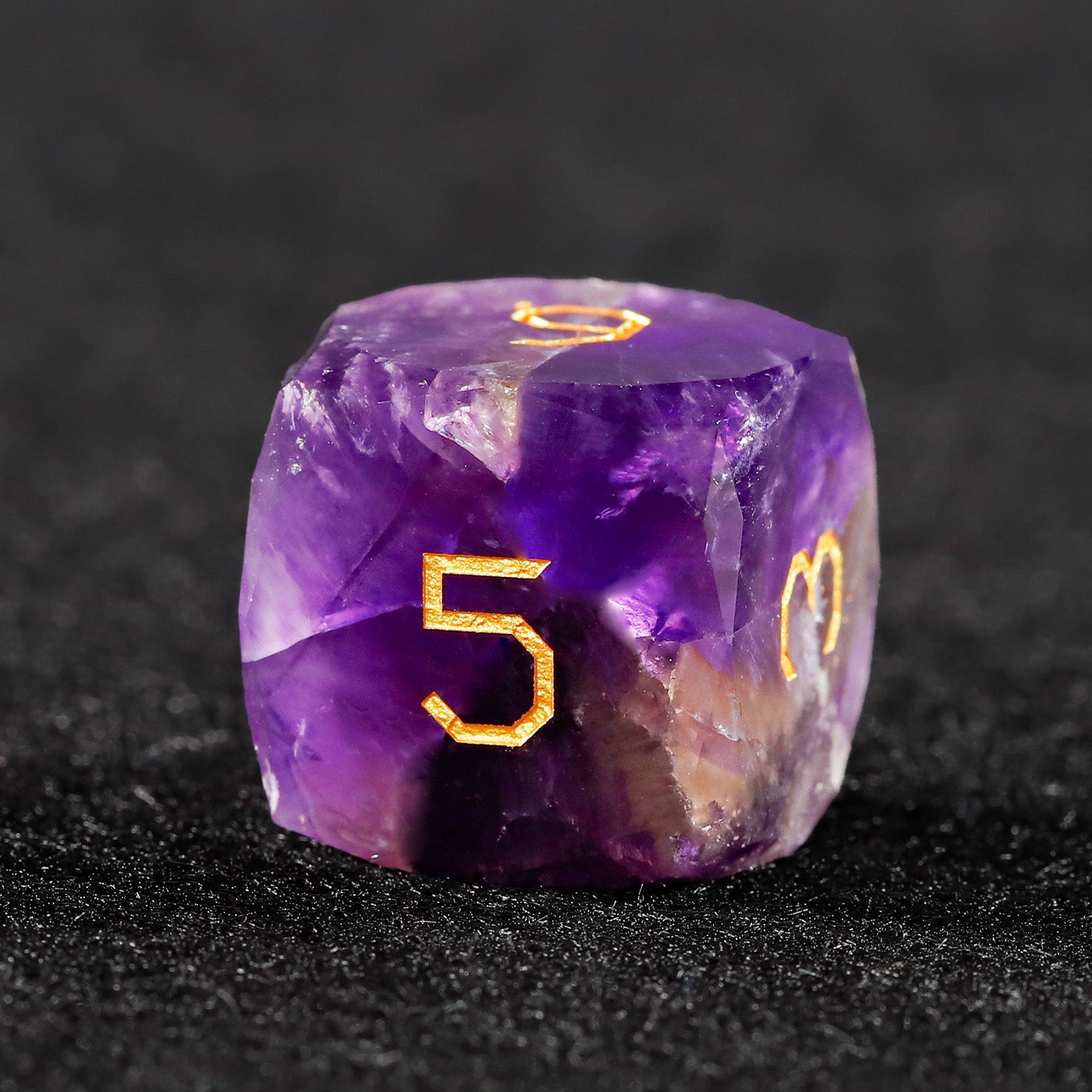 Purple Liuli Glass Diamond-Cut 7-Piece Dice Set