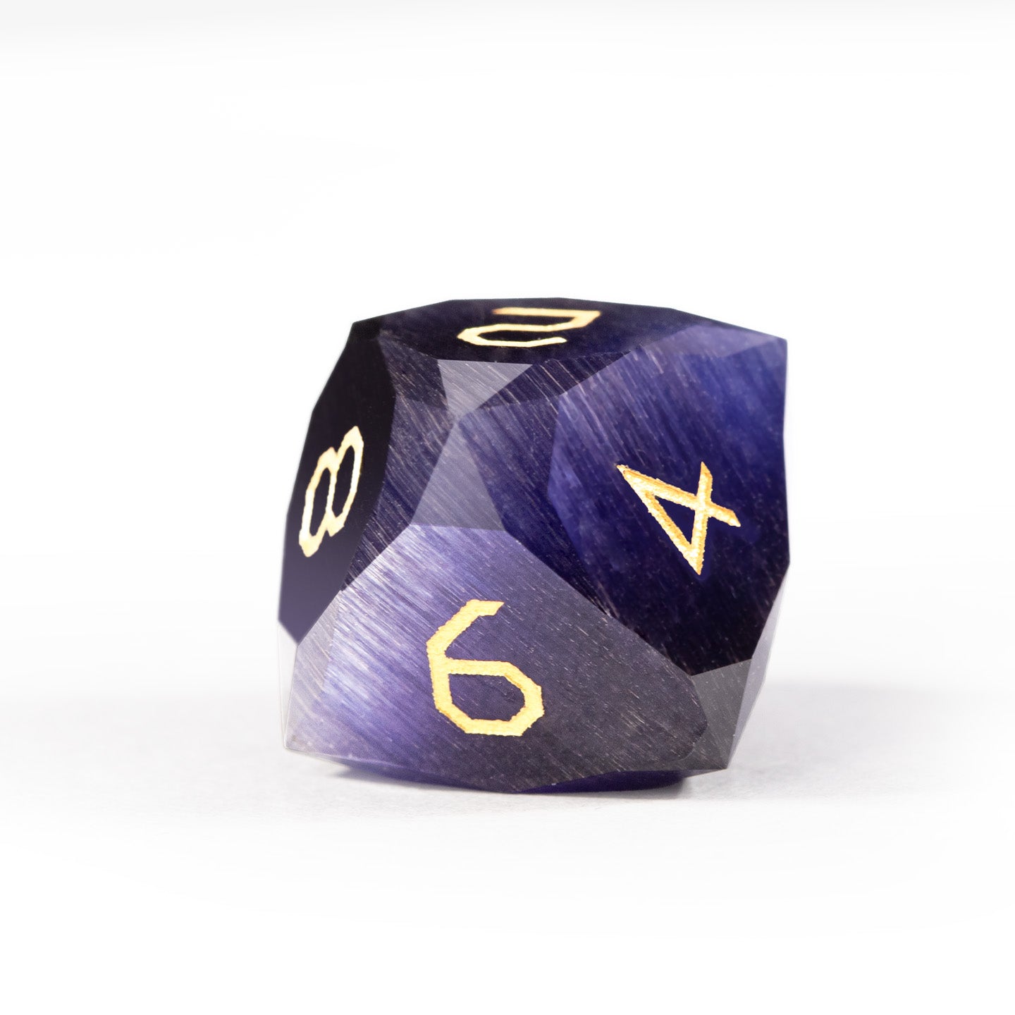 Purple Orchid Cat’s Eye Crystal Diamond-Cut 7-Piece Dice Set