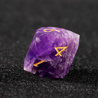 Purple Liuli Glass Diamond-Cut 7-Piece Dice Set