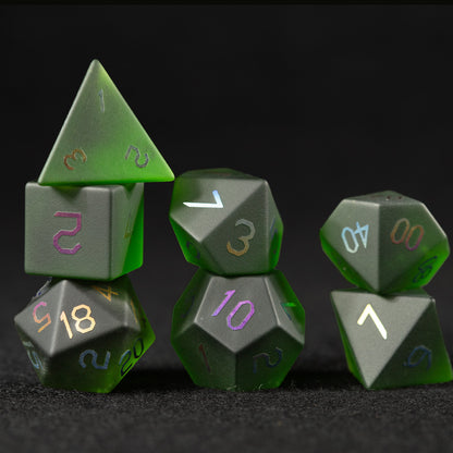 Olive Green Plated 7-Piece Polyhedral Dice Set