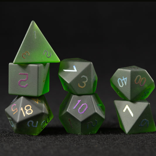 Olive Green Plated 7-Piece Polyhedral Dice Set