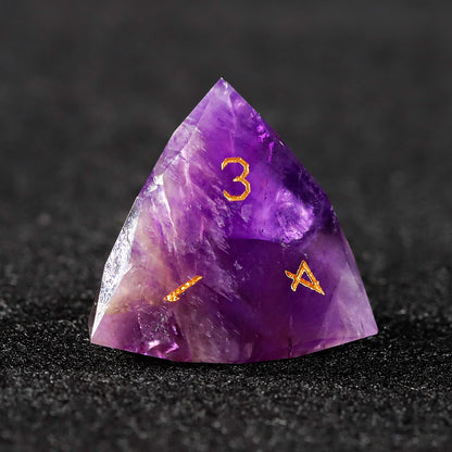 Purple Liuli Glass Diamond-Cut 7-Piece Dice Set