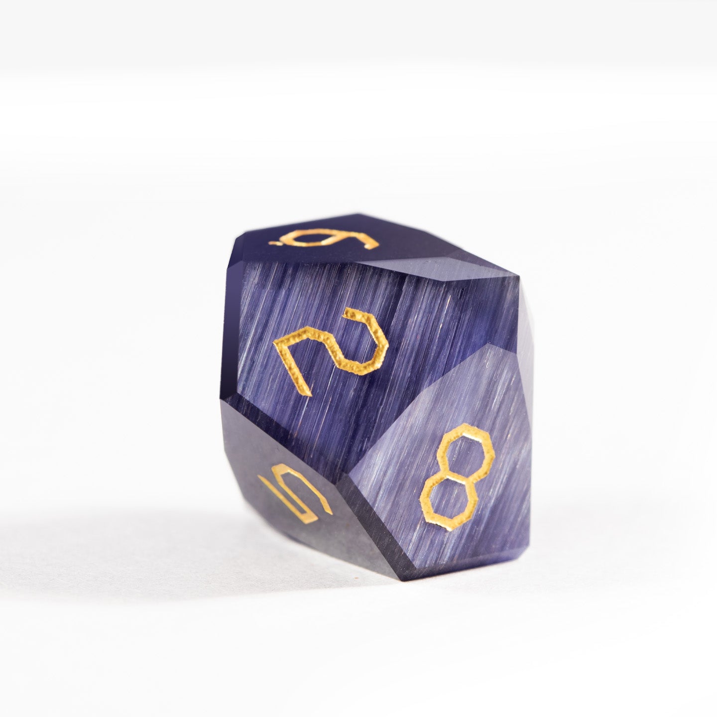 Purple Orchid Cat’s Eye Crystal Diamond-Cut 7-Piece Dice Set